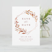 Moderne herfstgroen geometrische rustieke bruiloft save the date (Staand voorkant)