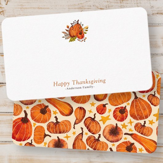 Moderne herfstpompoenen Pattern Thanksgiving Plaatskaartje