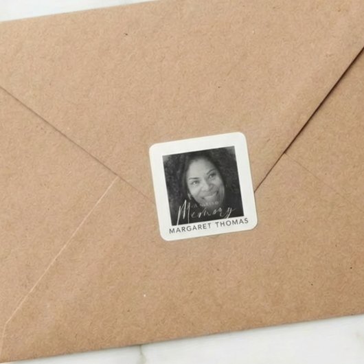 Moderne Herinneringsfoto Funeral Vierkante Sticker