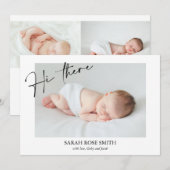 Moderne Hi There Calligraphie Faire-part de naissa (Devant / Derrière)