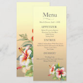 Moderne Hibiscus bruiloft Menu (Voorkant / Achterkant)