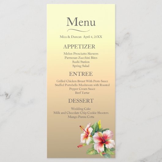Moderne Hibiscus bruiloft Menu (Voorkant)