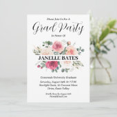 Moderne High School Bloemen Afstuderen Uitnodiging (Staand voorkant)