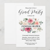 Moderne High School Bloemen Afstuderen Uitnodiging (Voorkant / Achterkant)