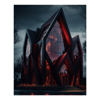 Moderne high-tech Gothic House buitenontwerp. Perfect Poster