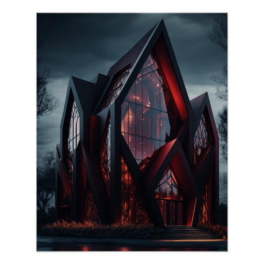 Moderne high-tech Gothic House buitenontwerp. Perfect Poster (Voorkant)