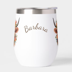 Moderne Highland Koe met Schattigee Boho Flowers