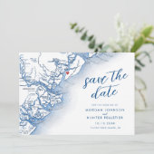 Moderne Hilton Head Island SC Plattegrond Huwelijk Save The Date (Staand voorkant)