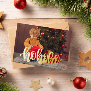 Moderne HO HO HO Foto Folie Feestdagenkaart