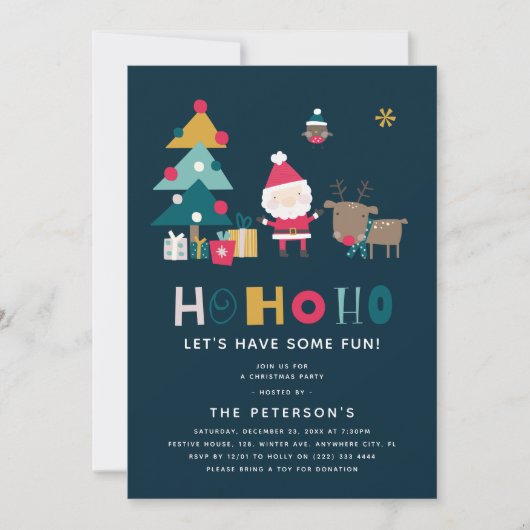 Moderne HO HO HO Kerstfeest Kaart (Voorkant)