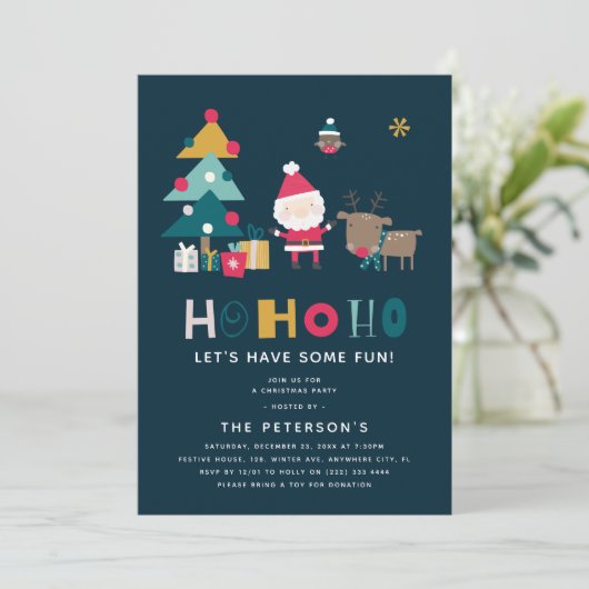 Moderne HO HO HO Kerstfeest Kaart (Staand voorkant)