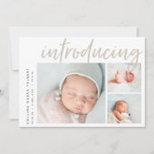 Moderne hoek | Drie foto-collage geboorte Aankondiging (Voorkant)