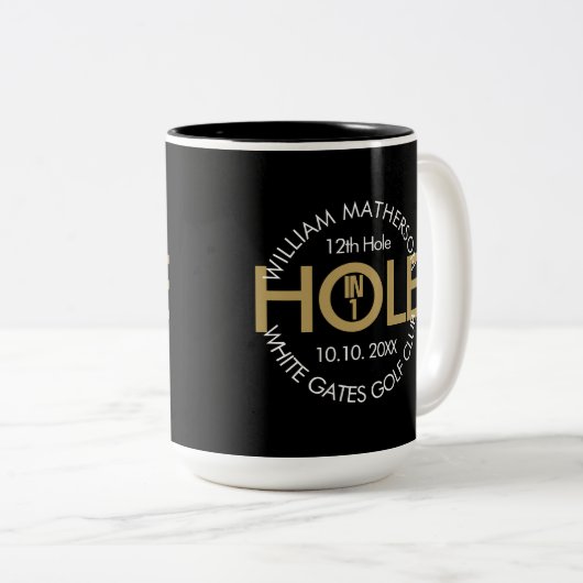 Moderne Hole in One Zwart en Goud Tweekleurige Koffiemok (Voorkant rechts)