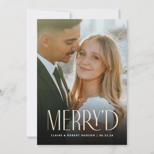 Moderne Holiday Newlyly Mariage Faire-part (Devant)