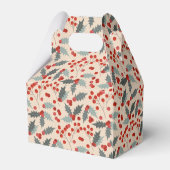 Moderne Holly Berry Kerst Botanische Patroon Bedankdoosjes (Achterkant)