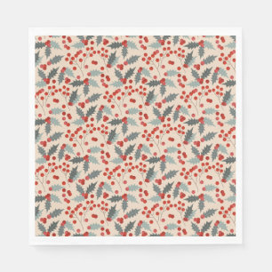 Moderne Holly Berry Kerst Botanische Patroon Servet