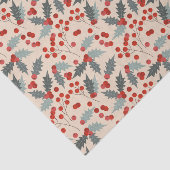 Moderne Holly Berry Kerst Botanische Patroon Tissuepapier (Detail)