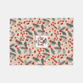 Moderne Holly Berry Kerstmis Botanische vreugde fa Fleece Deken (Voorkant (Horizontaal))