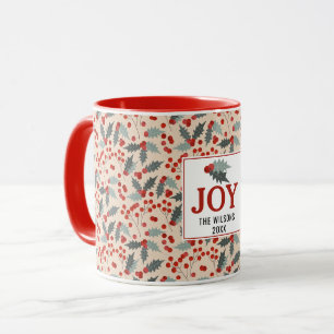 Moderne Holly Berry Kerstmis Botanische vreugde fa Mok