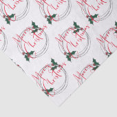 Moderne Holly Krans Vrolijk Kerstfeest Tissuepapier (Detail)