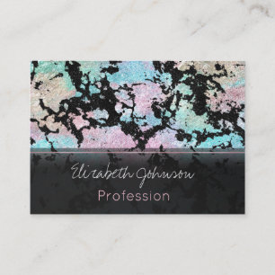 Moderne holografisch en zwart Glitter Marble Afbee Visitekaartje