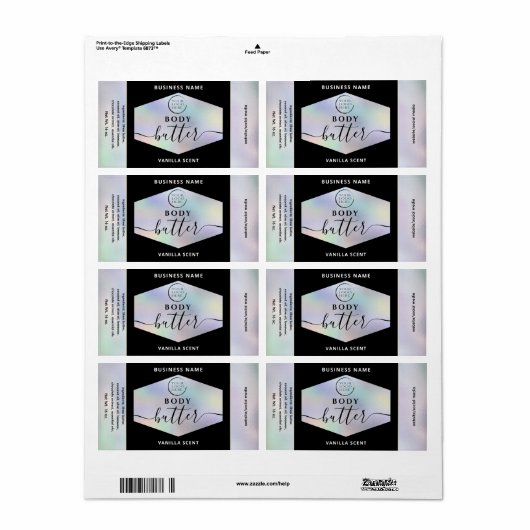 Moderne holografisch het manuscriptlichaam van uw  etiket (Full Sheet)