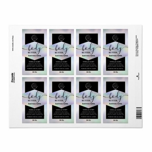 Moderne holografisch het manuscriptlichaam van uw  etiket (Full Sheet)