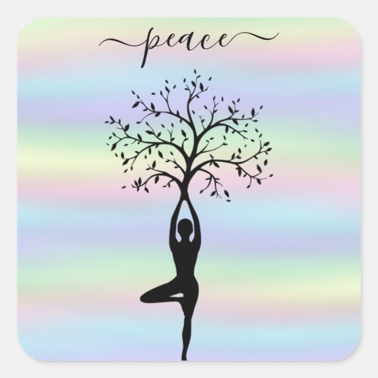 Moderne holografisch, Peace Yoga Vierkante Sticker (Voorkant)