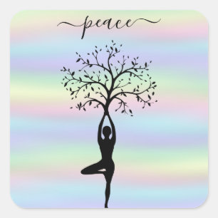 Moderne holografisch, Peace Yoga Vierkante Sticker