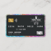 Moderne Holografische Glitter Credit Kaart Haarsal Visitekaartje (Voorkant)