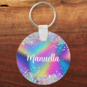 Moderne Holografische Glitter Kleurrijke Regenboog Sleutelhanger (Voorkant)
