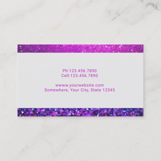 Moderne Holografische Glitter Monogram Script Salo Visitekaartje (Achterkant)