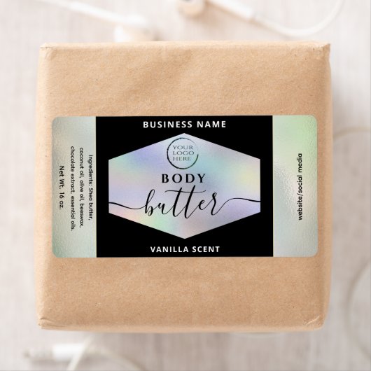 Moderne holografische logo script body boter l etiket (Insitu)