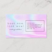 Moderne holografische make-up artist roze regenboo visitekaartje (Achterkant)