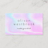 Moderne holografische make-up artist roze regenboo visitekaartje (Voorkant)