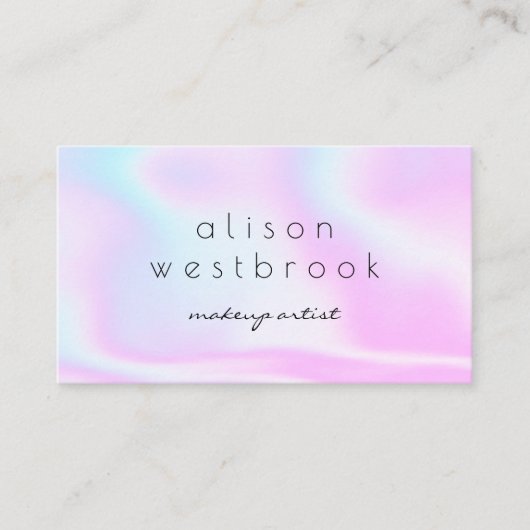 Moderne holografische make-up artist roze regenboo visitekaartje (Voorkant)