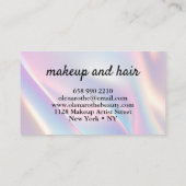 Moderne holografische make-up kunstenaar pastelreg visitekaartje (Achterkant)