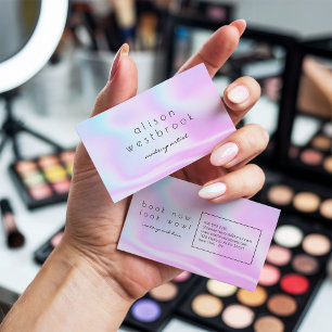 Moderne holografische make-up, roze regenboog visitekaartje