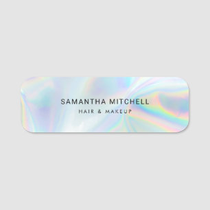 Moderne holografische make-up schoonheidsspecialis naamplaatje