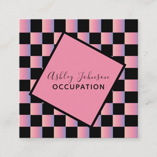 Moderne holografische make-up Sociale media QR-cod Vierkante Visitekaartje (Voorkant)