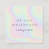 Moderne holografische make-up, unicorn-regenboog vierkante visitekaartje (Voorkant)