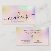 Moderne holografische ombre chic girly roze make-u visitekaartje (Voorkant / Achterkant)