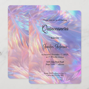 Moderne holografische Quinceanera uitnodiging
