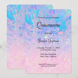 Moderne holografische Quinceanera uitnodiging
