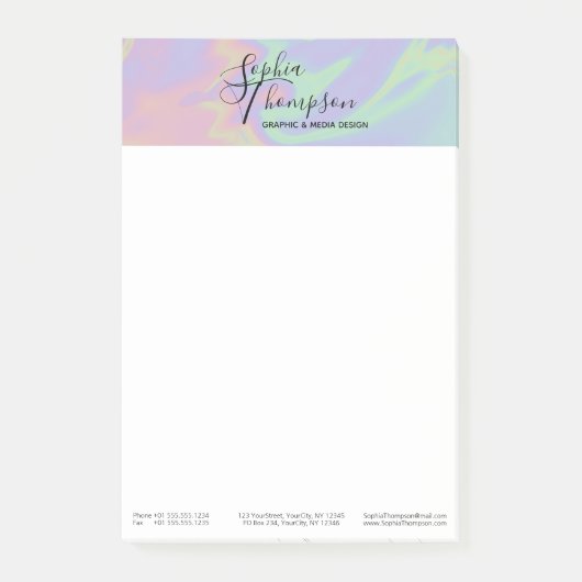 Moderne holografische regenboogpastel Post-it® not Notes (Voorkant)