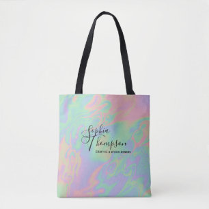 Moderne Holografische Script Rainbow Pastel Canvas Tote Bag