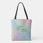 Moderne Holografische Script Rainbow Pastel Canvas Tote Bag (Achterkant)