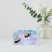 Moderne holografische Silver Glitter Faux Lashes Visitekaartje (Staand voorkant)