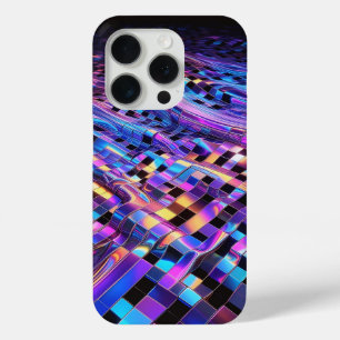 Moderne holografische vloeibare grid telefoonhoes iPhone 15 pro case