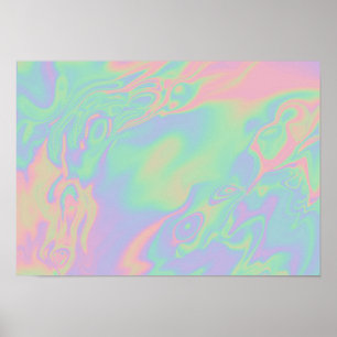Moderne Holographic Effect Script Rainbow Pastel Poster